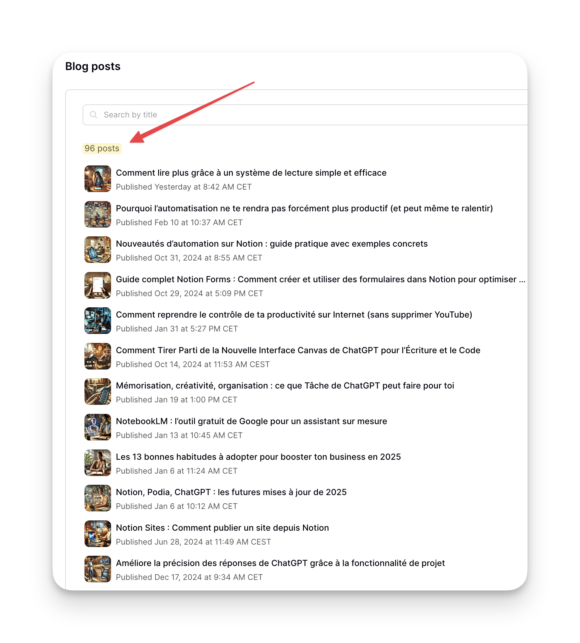 96 articles de blog sur mon blog