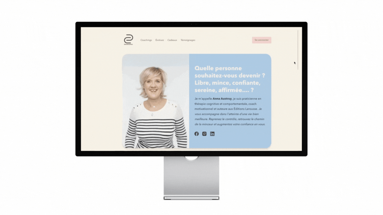 Visuel du site de Anna Austruy, design par Marie Drouvin